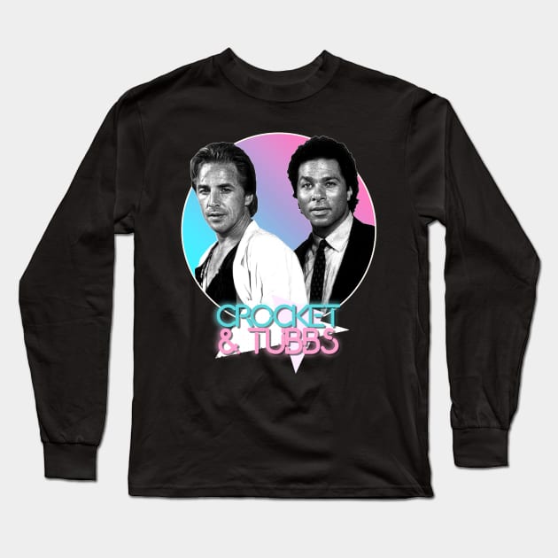 Crockett and Tubbs )( Retro Miami Vice 80s Tribute Long Sleeve T-Shirt by darklordpug